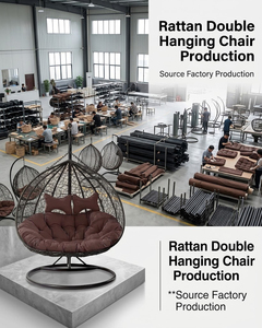 Luxury 2 Person <strong>Egg</strong> <strong>Chair</strong> Double Seater Outdoor Hanging <strong>Chair</strong> with Stand Modern Rattan Swing <strong>Chair</strong> with <strong>Cushions</strong> <strong>for</strong> Poolside - Product Image 6