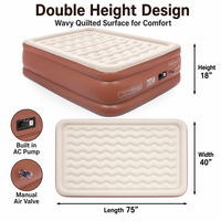 Matelas Gonflable Floqué Grand Format avec Pompe Intégrée, Tissu PVC Floqué, Portable et Pliable pour la Maison, le Camping et l'Extérieur (Vente en Gros)