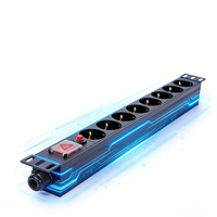 PDU Rak Mount 1U 19 Inch 8 Jalur Tipe Schuko dengan Saklar ON/OFF Bersertifikasi CE RoHS untuk Rak Server, Pusat Data, dan Kabinet Jaringan