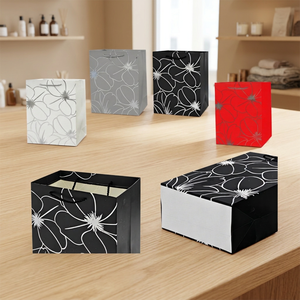 Borsa Regalo in Carta con Stampa Offset a Fiori in Lamina d'Oro 3192L, Colori Misti, Formato Grande, Borsa Promozionale - Product Image 1