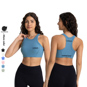 Xsunwing Nouveau Haut de Sport Femme Nude Felling, Débardeur de Gym, Performance Yoga Fitness, Côtelé, Bretelles Halter, Soutien-Gorge de Sport à Fort Maintien WDQ057 - Product Image 1