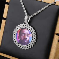 Pendentif commémoratif losange personnalisé avec photo, entièrement serti de zircone cubique, collier tendance hip-hop, accessoires de bijoux, vente flash TD