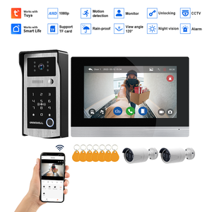 Wifi Video intercom chuông cửa thông minh tuya app điều khiển từ xa mật khẩu vân tay thẻ Swipe tích hợp có dây chuông cửa máy ảnh - Product Image 2