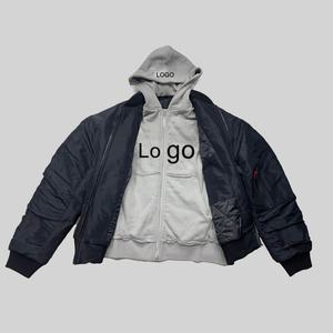 แจ็คเก็ตนักบินผู้ชายสไตล์ Y2K หรูหรา ปี 2025 แบบซิปคู่ แจ็คเก็ตสตรีทแวร์ลำลองแบบสองด้านสำหรับกิจกรรมกลางแจ้งในเมือง พร้อมฮู้ด - Product Image 3