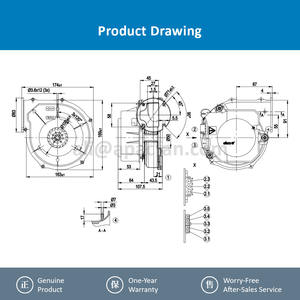 พัดลมระบายความร้อนแบบแรงเหวี่ยง EC รุ่น G1G126-AA49-71 230VAC 5000RPM 75W 130m3/h สำหรับงานพิมพ์  พร้อมลูกปืนแบบ OEM  วัสดุพลาสติกเสริมแรง PA6 - Product Image 4