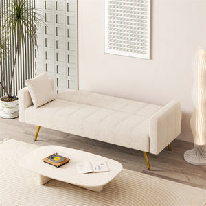 Canapé-lit convertible moderne en velours blanc, pliable, personnalisable, 3 places, avec fonction extensible, canapé et lit - Product Image 3