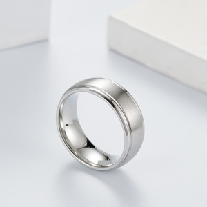 <b>Titanium</b> Steel <b>Ring</b> Frosted Finish Geometric Design Unisex Everyday Wear Jewelry - Product Image 3
