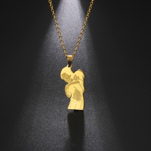 Chapado en oro Vintage mamá y niños <span class=keywords><strong>familia</strong></span> <span class=keywords><strong>amor</strong></span> Acero inoxidable corazón colgante collar para el día de <span class=keywords><strong>la</strong></span> Madre Regalos - Product Image 5