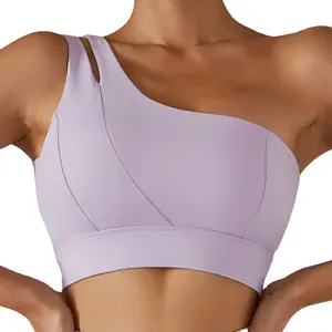 2022 Trendy Yoga Wear High Quality Vintage Compression One Shoulder Sports Bras For Women Fitness