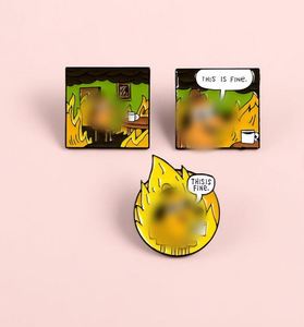 Offre Spéciale : Épingles en émail amusantes 'This Is Fine' pour chiens, épingles uniques style anime, épingles mignonnes café et thé pour veste - Product Image 2