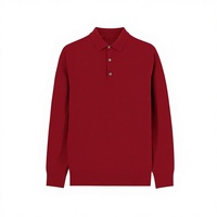 Herbst/Winter OEM & ODM Großhandel Maßgeschneiderte Modische Kaschmir-Polo-Pullover mit Knöpfen, Langen Ärmeln und Umlegekragen für Herren