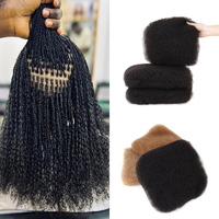 Cheveux Brésiliens Naturels Afro Kinky Twist en Vrac, Cheveux Humains Bouclés Kinky 16 pouces pour Tresses