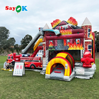 Sayok gonflable videur camion de pompier château rebondissant gonflable extérieur pompiers château plein d'entrain Combo