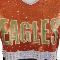 Livraison rapide Uniformes de cheerleading orange confortables pour les jeunes et les grandes tailles pour la danse sur scène et les compétitions