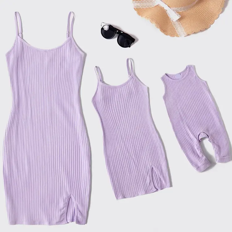 100% Cotton Mommy Daughter And Me Slip Dress Family Matching Baby Girls Parent-Child Outfits