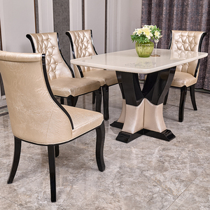 Juego de mesa y sillas de comedor clásico de madera, conjunto de lujo antiguo para restaurante - Product Image 4