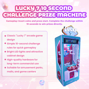Machine de jeu d'arcade à monnayeur Lucky 7 avec roues, éclairage LED et système de récompense en 10 secondes, à vendre - Product Image 2