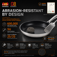 Ensemble de casseroles en céramique G8 non toxique, en acier inoxydable triple couche, poêle antiadhésive, ensembles de casseroles antiadhésives, OEM
