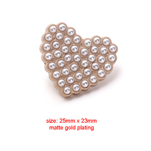 Nhỏ Moq Chấp Nhận Ưa Thích Tùy Chỉnh Vàng Tấm Chân Hình Trái Tim <span class=keywords><strong>Rhinestone</strong></span> Kim Loại Ngọc Trai Nút Cho Quần Áo Phụ Nữ - Product Image 4