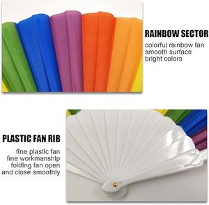 Abanico Plegable Arcoíris de Plástico Resistente para Espectáculos de Danza y Decoración del Hogar - Product Image 4