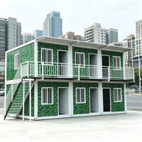 Villa mobile à deux étages en conteneur, maison préfabriquée durable en panneaux sandwich d'acier avec balcon pour bureau, maison ou location de vacances