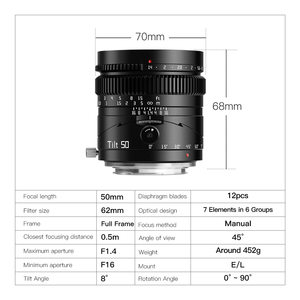 Ttartisatartisan 50mm F1.4 MF Fuji x RF Le ICA Sigma L gắn kết để NY E gắn kết A7 IV a7siii gắn kết. - Product Image 2