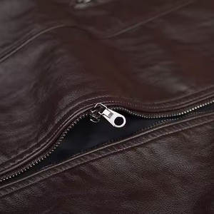 2024 nueva moda cómoda chaqueta de cuero para hombre Color sólido lona estilo callejero para invierno - Product Image 5