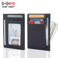 Dompet saku depan Rfid lengan kartu kustom tempat kartu ramping minimalis pemegang paspor kredit kulit PU