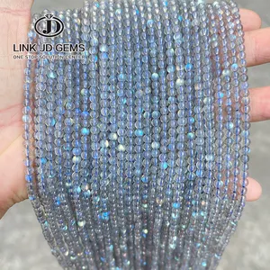 도매 3mm 4mm 작은 Labradorite 보석 구슬 5A 7A 천연 회색 Moonstone 비즈 보석 만들기