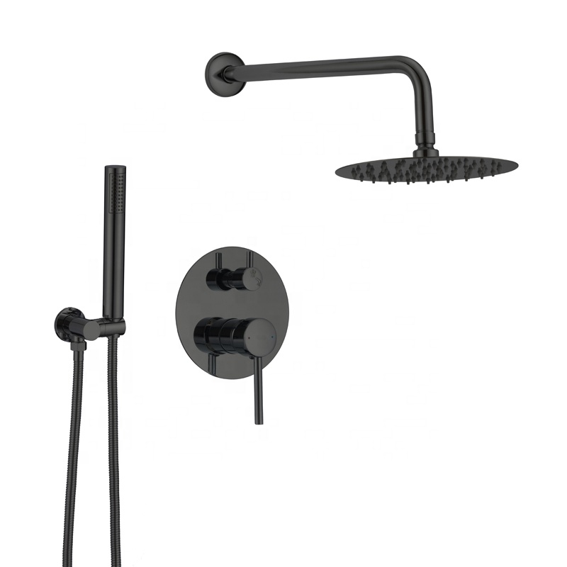 Матовый черный роскошный латунный квадратный душ в настенном комплекте, смеситель для душа в ванную комнату, гостиницу, душевая головка из нержавеющей стали