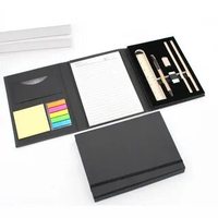 Fournitures de bureau personnalisées avec logo, blocs-notes en carton rigide plié 80g noir rouge bleu, notes adhésives, bloc-notes, stylos, règles, ensemble emballé dans un sac polypropylène