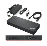 Docking Station USB-C Thinkpad 40B00300 untuk Thunderbolt 4, Adaptor Metal 300W, Layar 4K, Tersedia