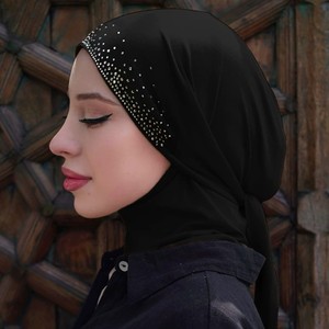 Gorro Hijab con Adornos de Cristales, Gorro de Lino con Cristales, Pañuelo Simple para la Cabeza, Gorro de Estilo Étnico, Gorros Hijab Instantáneos - Product Image 4