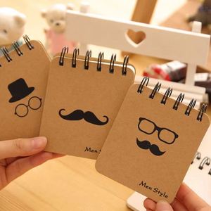 <b>Mini</b> Kraft Paper Spiral Bound <b>Notebooks</b> Men's Style Pattern Pocket Daily Notes Office School Stationery Supplies A7 Gift - Product Image 4