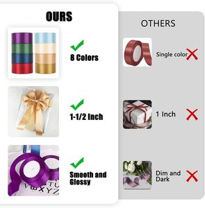 1 1/2inch 38MM Width Polyester Solid Color Pink Double Face Satin Ribbon 100 Yards Per Roll - Product Image 4