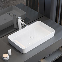 Évier de comptoir en céramique blanche, style B, 600x340mm, lavabo rectangulaire pour projet de décoration de salle de bain d'hôtel