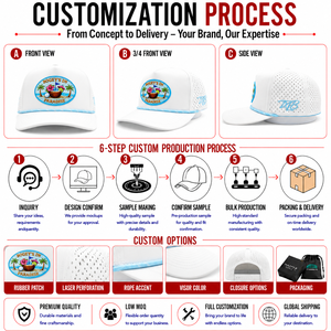 Casquette de golf 5 panneaux avec logo brodé personnalisé, patch en cuir silicone, haute qualité, faible MOQ, visière incurvée, séchage rapide, durable, pour hommes - Product Image 2