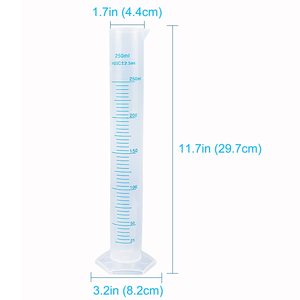 प्लास्टिक ग्रेजुएटेड सिलेंडर 250 मिलीलीटर पारदर्शी मापने वाला सिलेंडर सेट मापने वाली टेस्ट ट्यूब फ्लास्क ग्रेजुएटेड सिलेंडर बीकर - Product Image 2