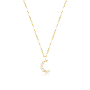 Collar Elegante con Colgante de Ópalo Luna 925, Zirconia Irregular de Alta Calidad - Product Image 1