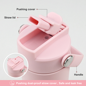 14oz <strong>Toddler</strong> <strong>Water</strong> <strong>Bottle</strong> One Hand Push Straw Lid BPA Free Leak Proof Kindergarten Stainless Steel Insulated Vacuum Flask - Product Image 3