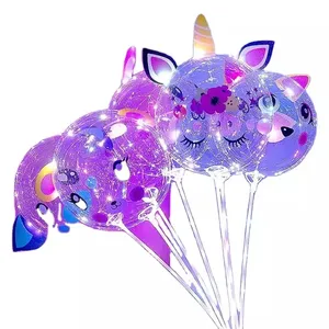 팔미 공장 도매 20 인치 잘라 동물 유니콘 돼지 투명 풍선 크리스마스 투명 버블 보보 라이트 Led 풍선