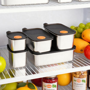 304 Stainless Steel Food Storage Container Rectangle <b>Clip</b>-on Lid Microwave Safe For Travel And Refrigeration - Product Image 1
