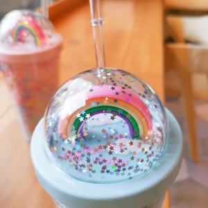 クリエイティブでキュートなカラフルビーズレインボーカップ、女の子用プラスチック製水筒（大人用） - Product Image 4