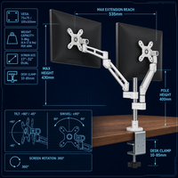 Nouveau support de moniteur en métal à ressort à gaz pour bureau, avec passage de câbles et capacité de charge de 8 kg, idéal pour le gaming et le télétravail