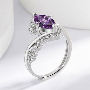 Luxury Exquisite Charm Purple Horse Eye Shaped Women's <b>Ring</b> with Adjustable Open <b>Size</b> Sparkling Zircon High-quality <b>Ring</b> - Product Image 3