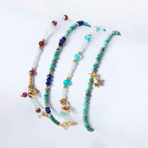 New <b>Women</b> Mini Energy Gemstone Turquoise <b>Bead</b> <b>Bracelet</b> With Star Charms Ready to Ship - Product Image 2