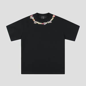 T-shirt uni en coton épais pour homme, personnalisé avec impression 3D en relief, coupe oversize, vente en gros fabricant - Product Image 3