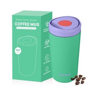 Taza de café de acero inoxidable con logotipo personalizado de nuevo diseño Everich, Taza Termo aislada de 400ml con diseño duradero y sin BPA - Product Image 5