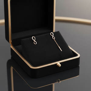 Pendientes Elegantes de Diseño Moderno para Mujer, Joyería de Oro Rosa Sólido de 18K con Diamantes Naturales Reales, Pendientes Asimétricos - Product Image 4