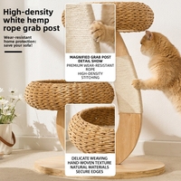 Árvore para Gatos Moderna em Madeira Sólida Natural 2 em 1 com Cama Integrada e Arranhador para Gatos de Pequeno e Médio Porte - Edição de Natal